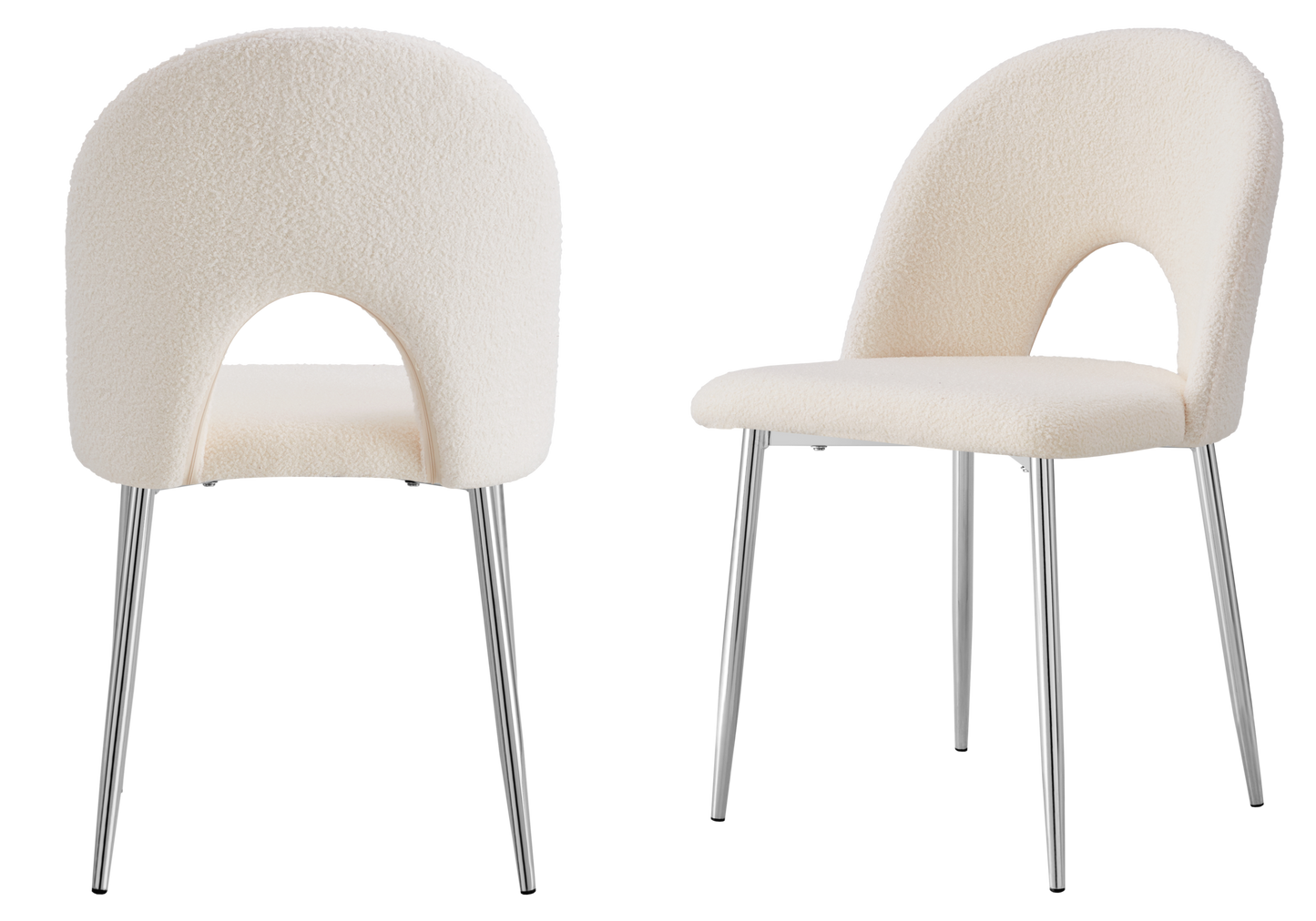 Chaise dossier ouvert en tissu bouclé blanc - Talia x4