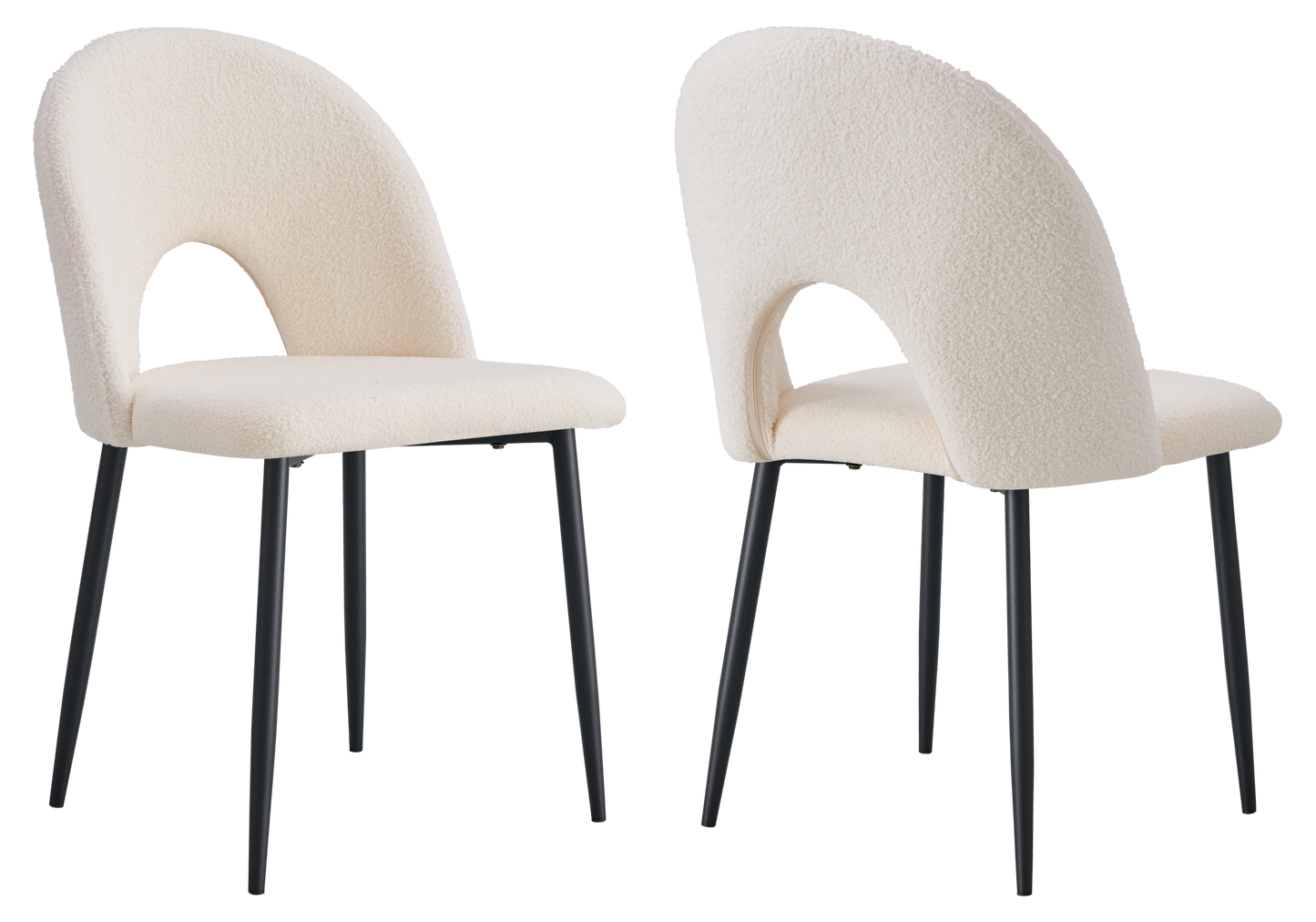 Chaise dossier ouvert en tissu bouclé blanc - Talia x4