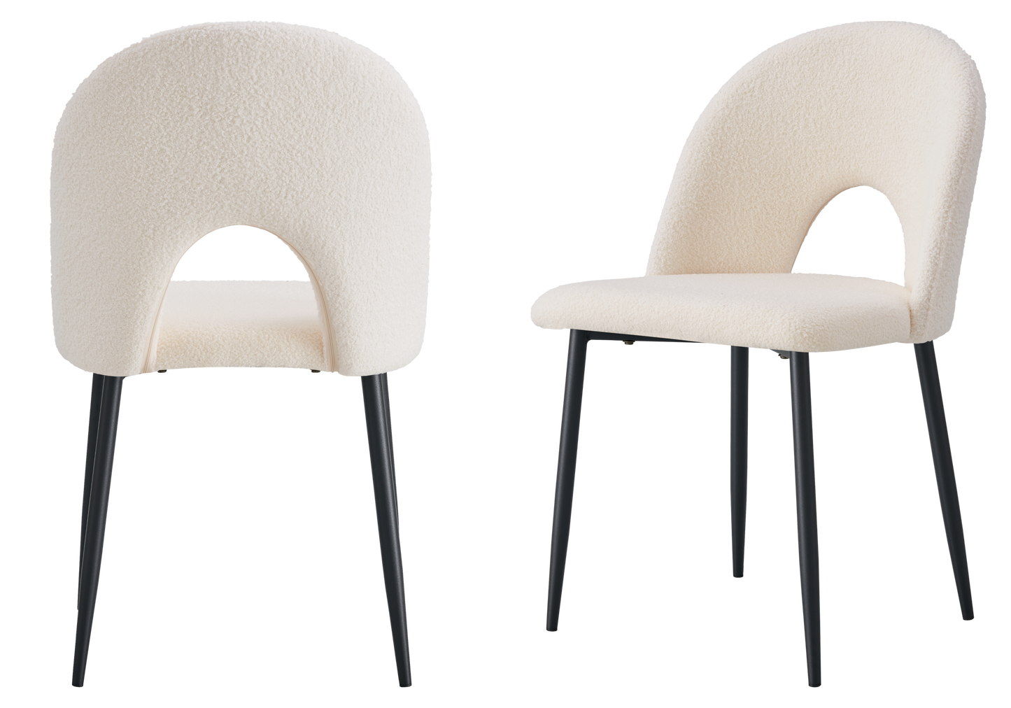 Chaise dossier ouvert en tissu bouclé blanc - Talia x4