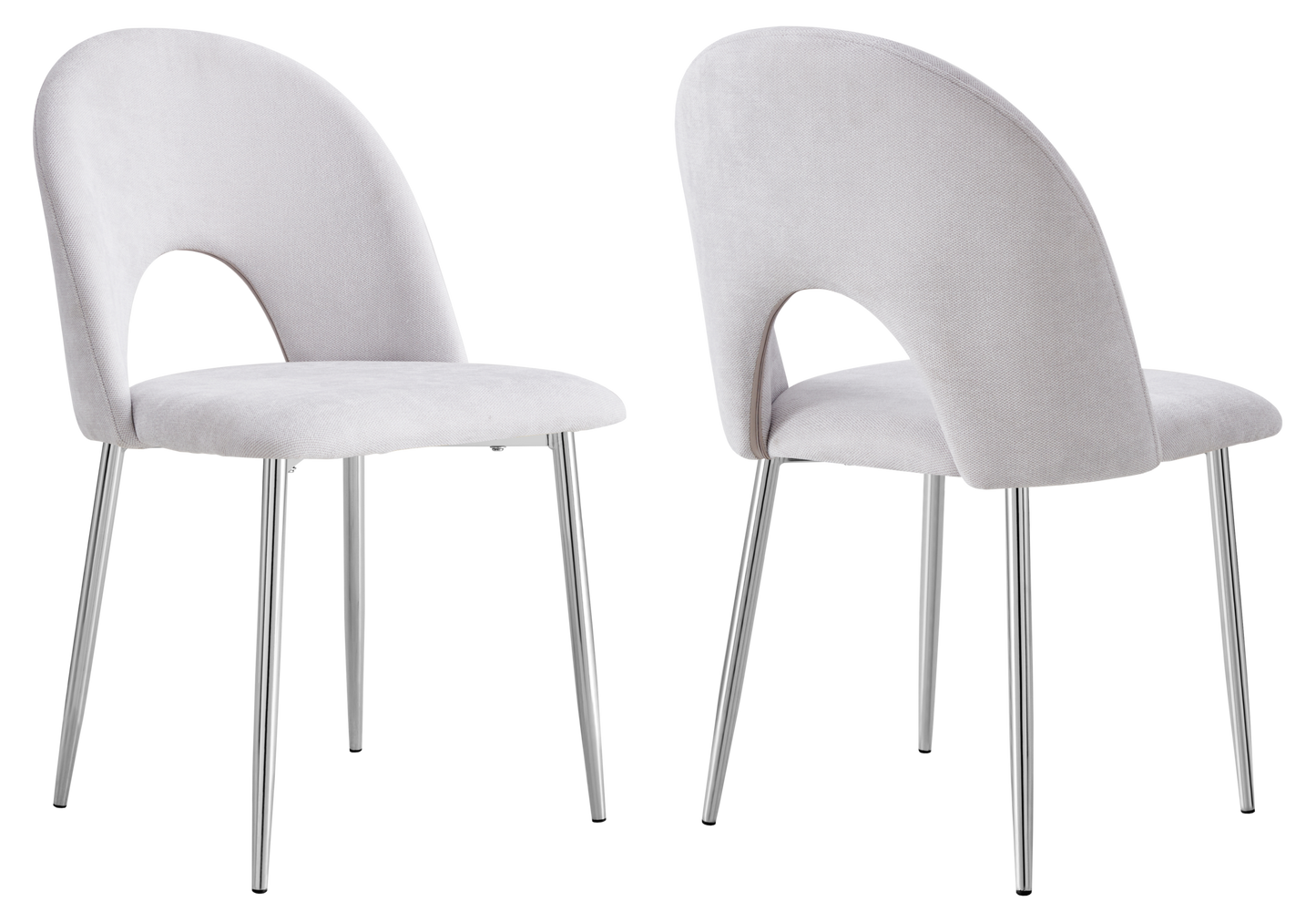 Chaise dossier ouvert en tissu chenille gris clair - Talia x4