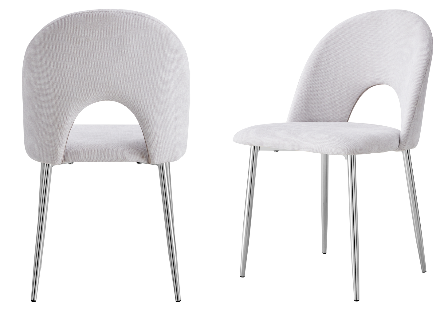 Chaise dossier ouvert en tissu chenille gris clair - Talia x4