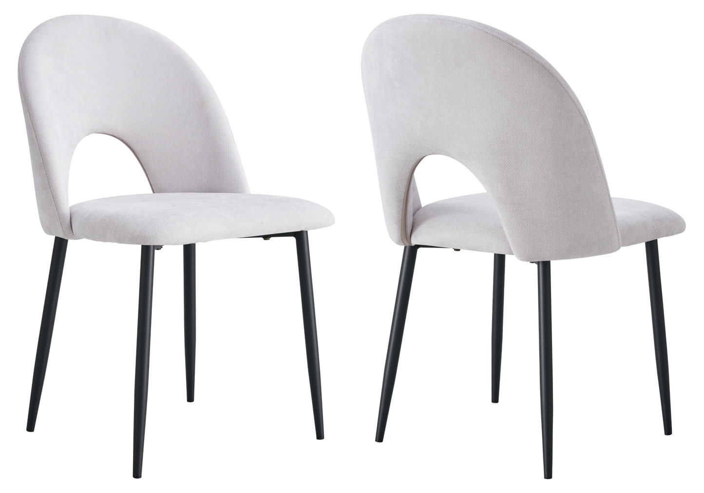 Chaise dossier ouvert en tissu chenille gris clair - Talia x4