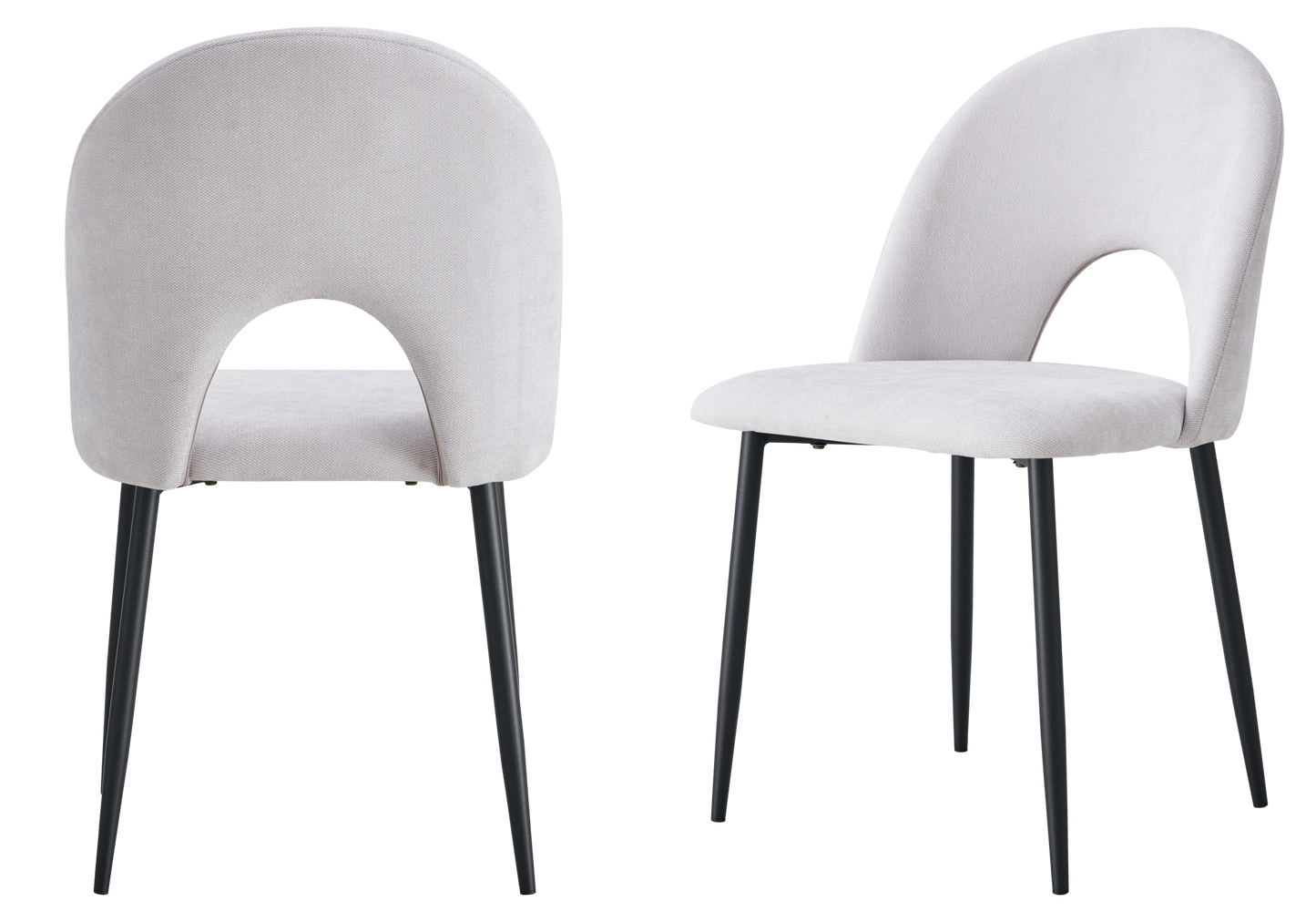 Chaise dossier ouvert en tissu chenille gris clair - Talia x4