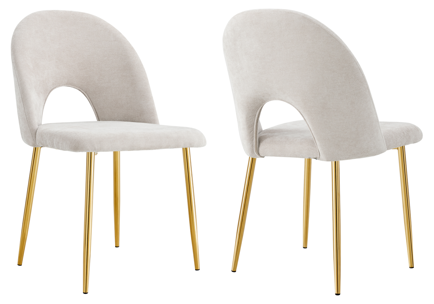 Chaise dossier ouvert en tissu chenille taupe - Talia x4