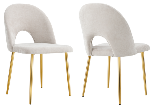 Chaise dossier ouvert en tissu chenille taupe - Talia x4