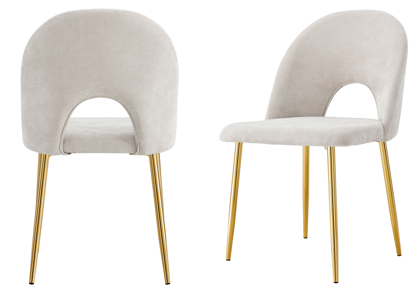 Chaise dossier ouvert en tissu chenille taupe - Talia x4
