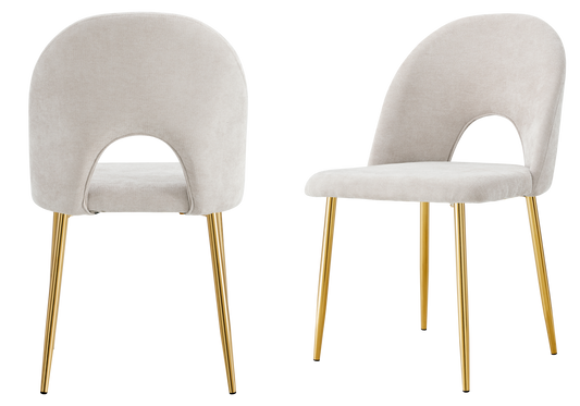 Chaise dossier ouvert en tissu chenille taupe - Talia x4