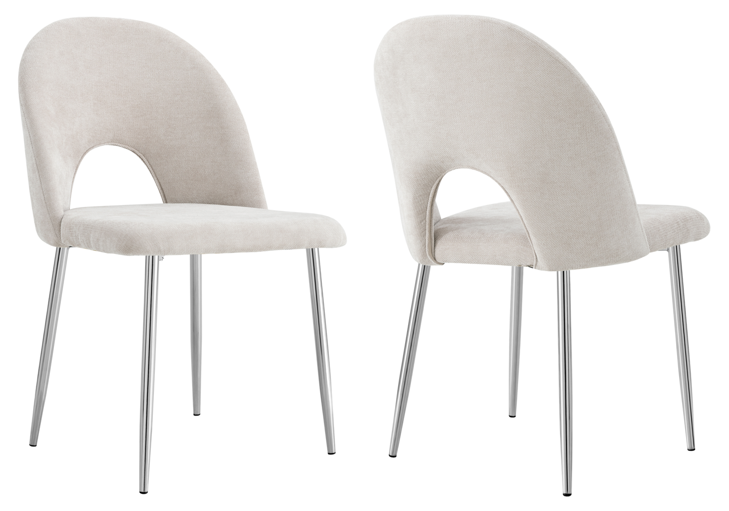 Chaise dossier ouvert en tissu chenille taupe - Talia x4