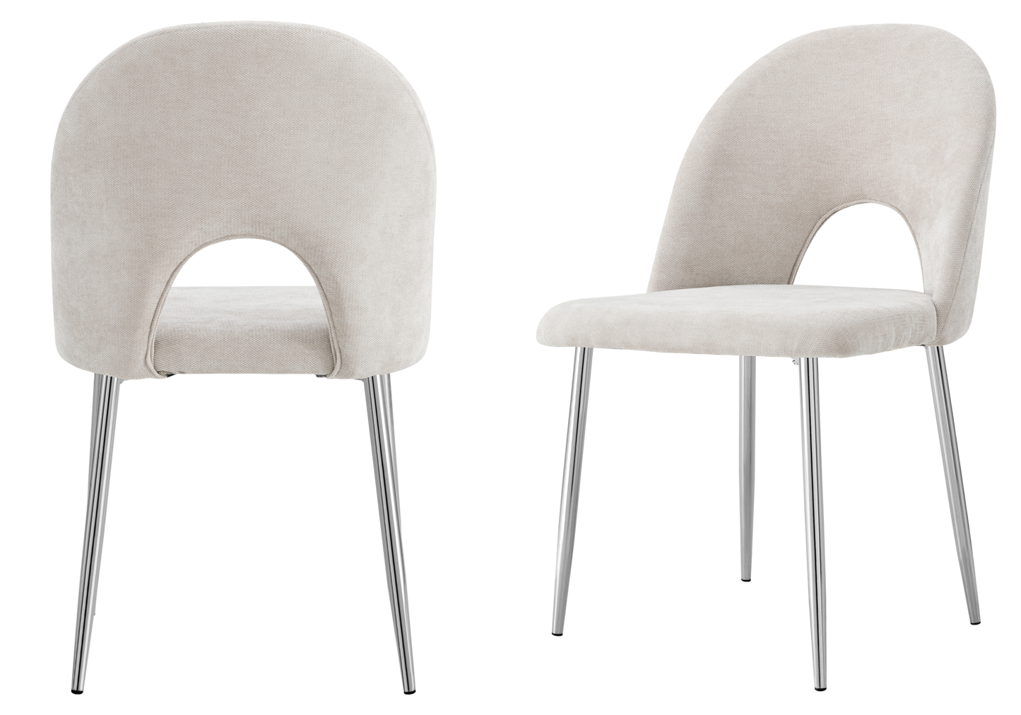 Chaise dossier ouvert en tissu chenille taupe - Talia x4