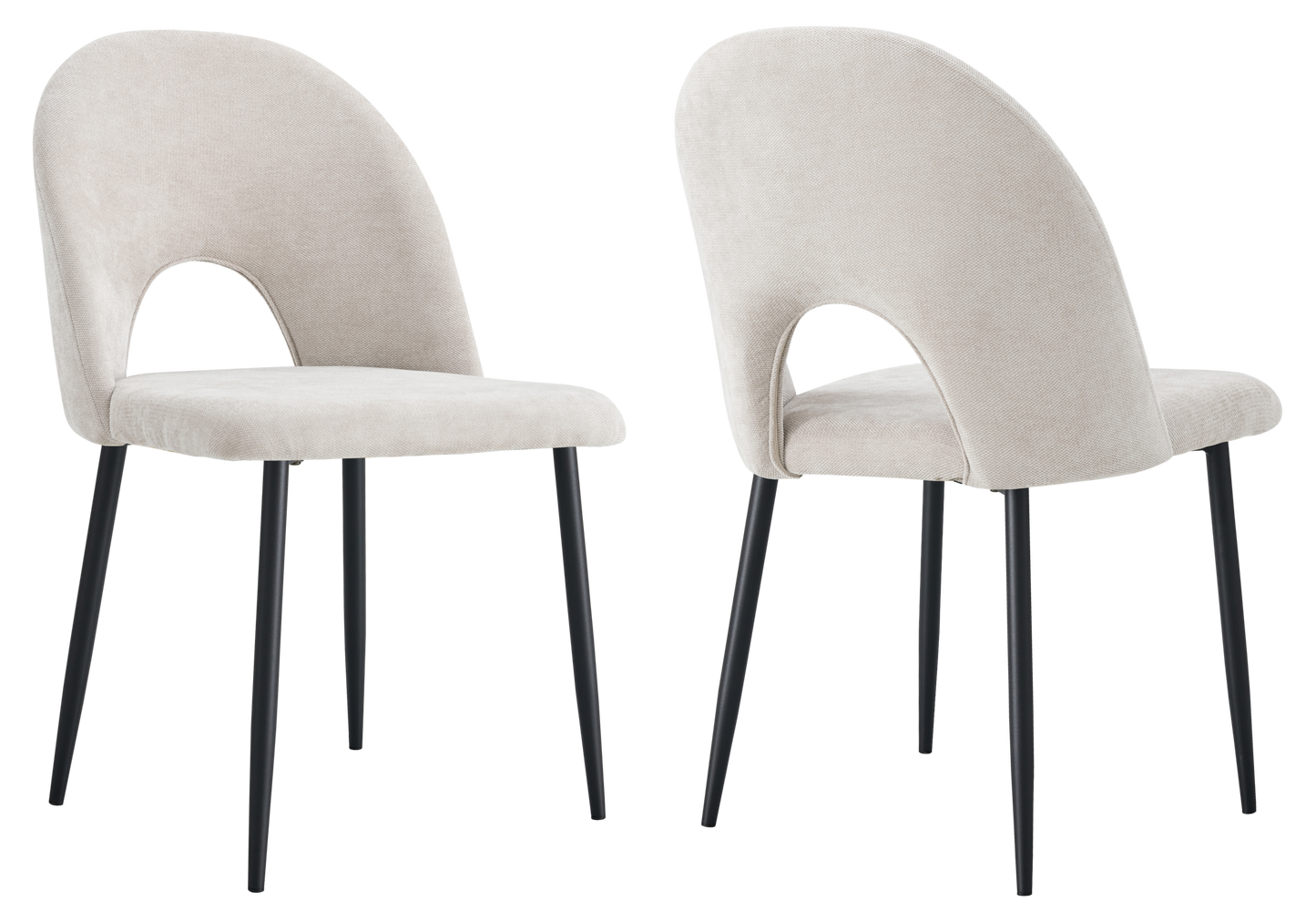 Chaise dossier ouvert en tissu chenille taupe - Talia x4
