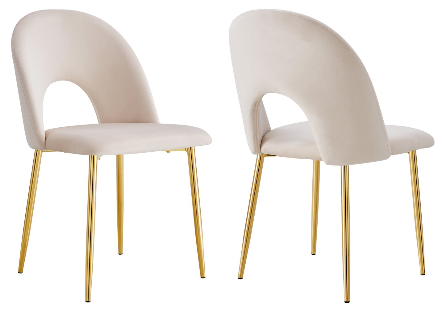 Chaise dossier ouvert en velours beige - Talia x4