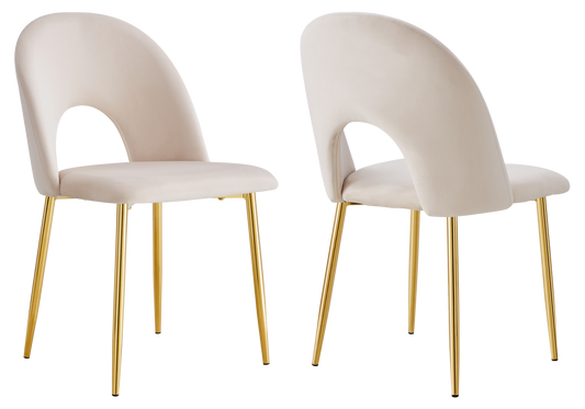 Chaise dossier ouvert en velours beige - Talia x4