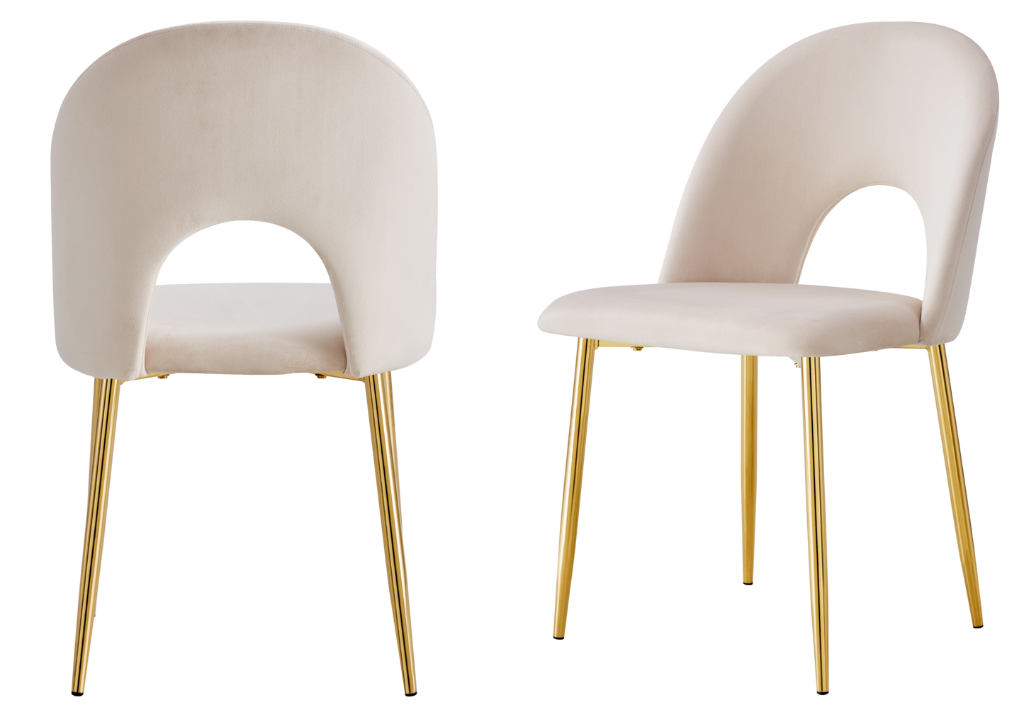Chaise dossier ouvert en velours beige - Talia x4
