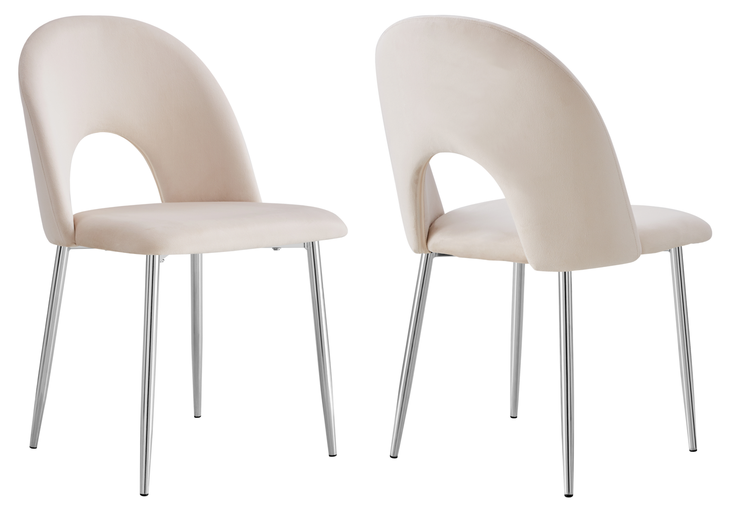 Chaise dossier ouvert en velours beige - Talia x4
