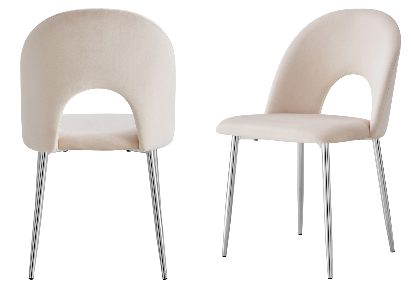 Chaise dossier ouvert en velours beige - Talia x4