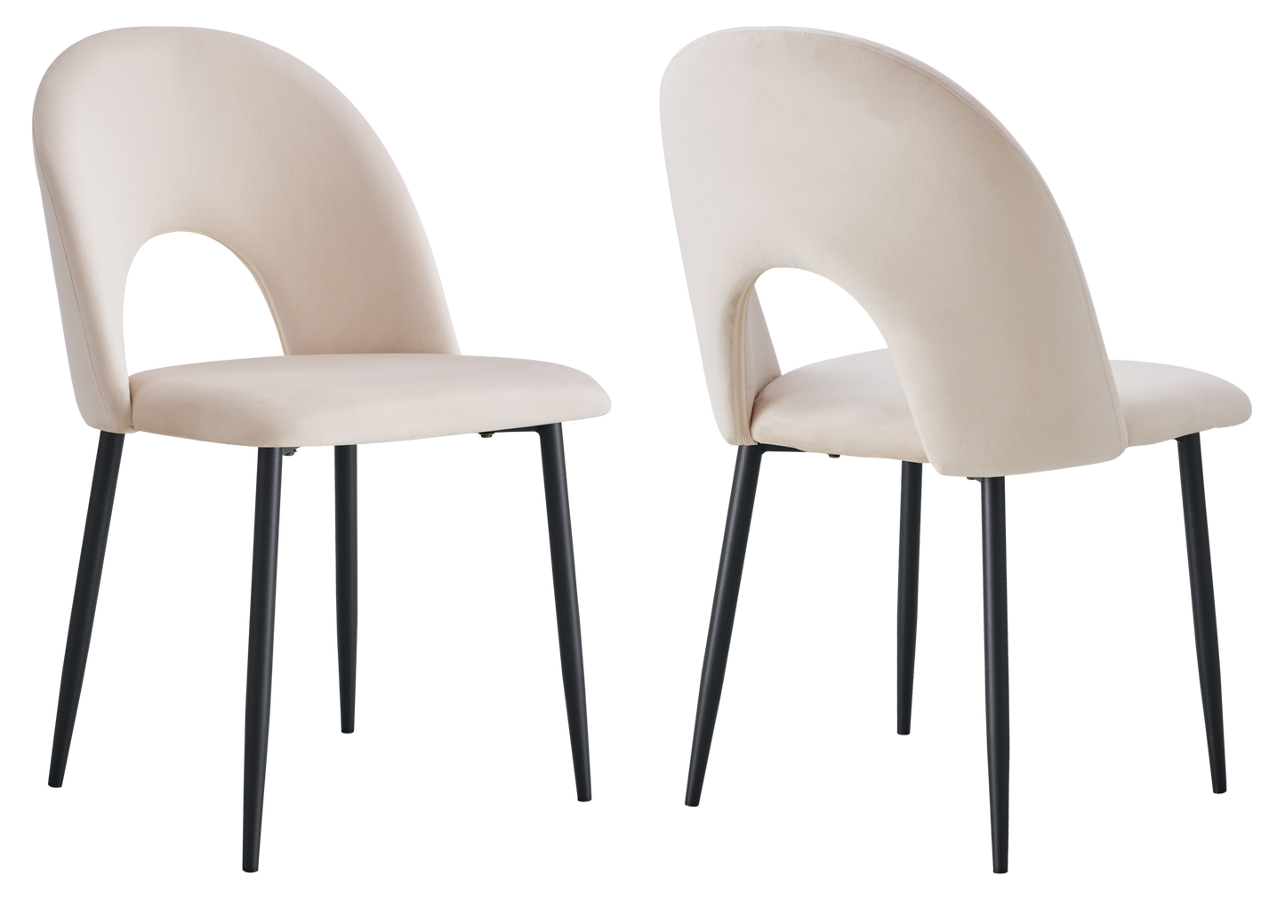 Chaise dossier ouvert en velours beige - Talia x4