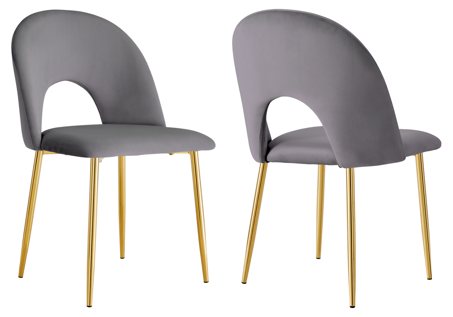 Chaise dossier ouvert en velours anthracite - Talia x4