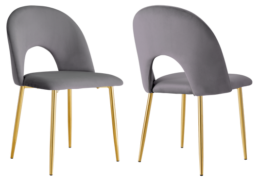 Chaise dossier ouvert en velours anthracite - Talia x4