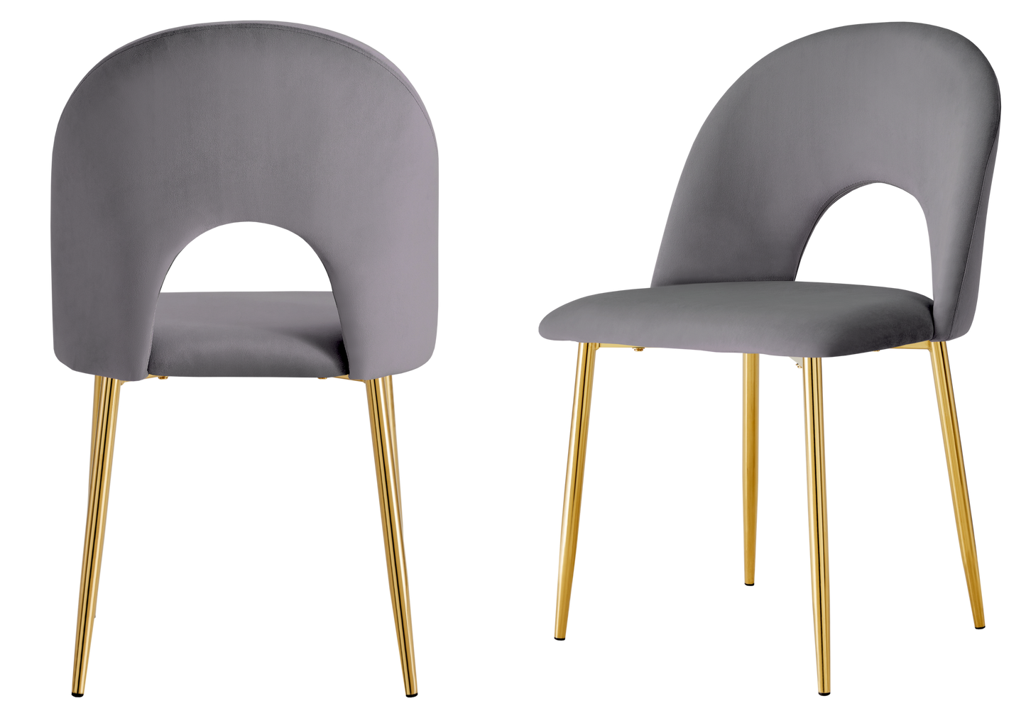 Chaise dossier ouvert en velours anthracite - Talia x4