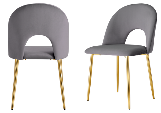Chaise dossier ouvert en velours anthracite - Talia x4