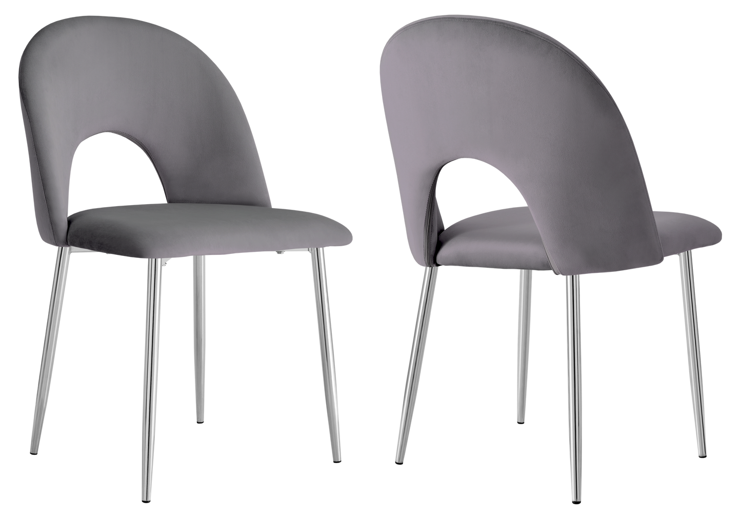 Chaise dossier ouvert en velours anthracite - Talia x4