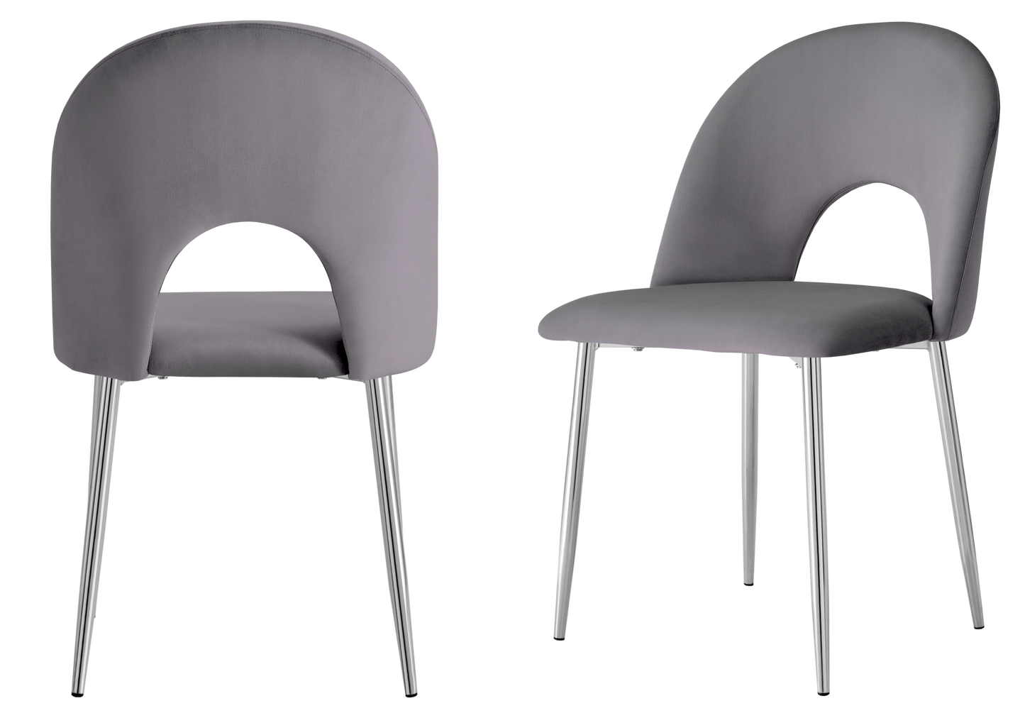 Chaise dossier ouvert en velours anthracite - Talia x4