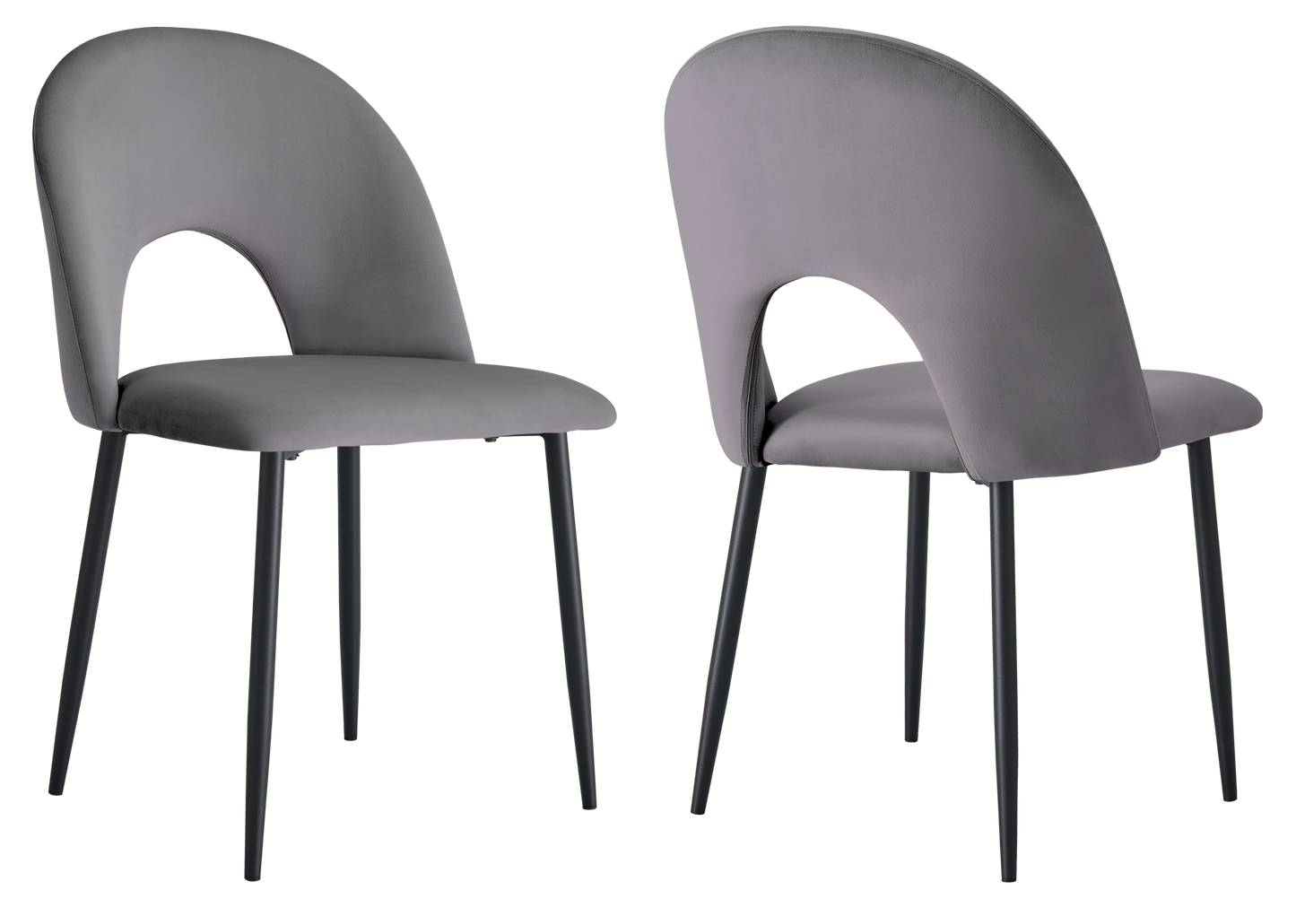Chaise dossier ouvert en velours anthracite - Talia x4