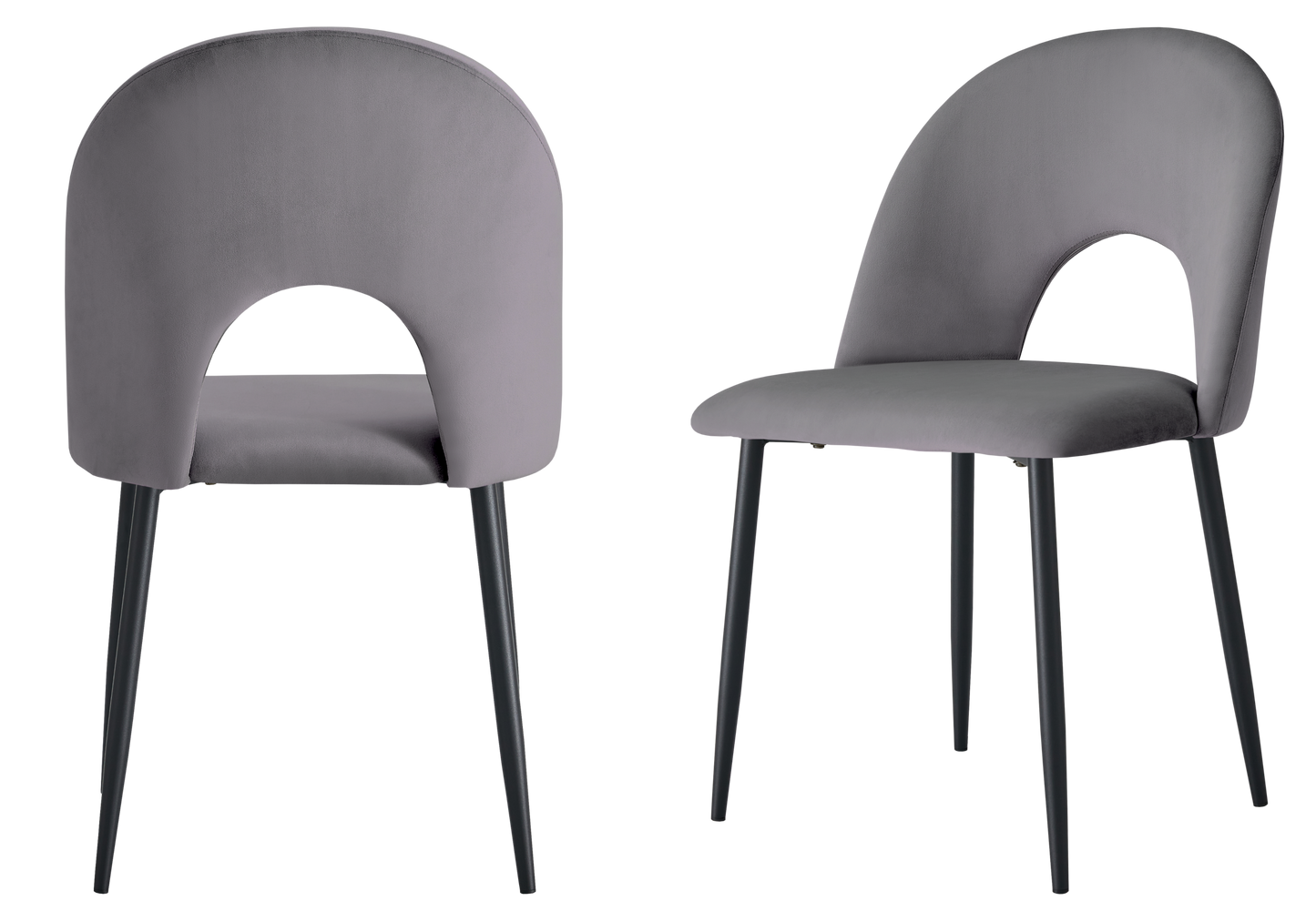 Chaise dossier ouvert en velours anthracite - Talia x4