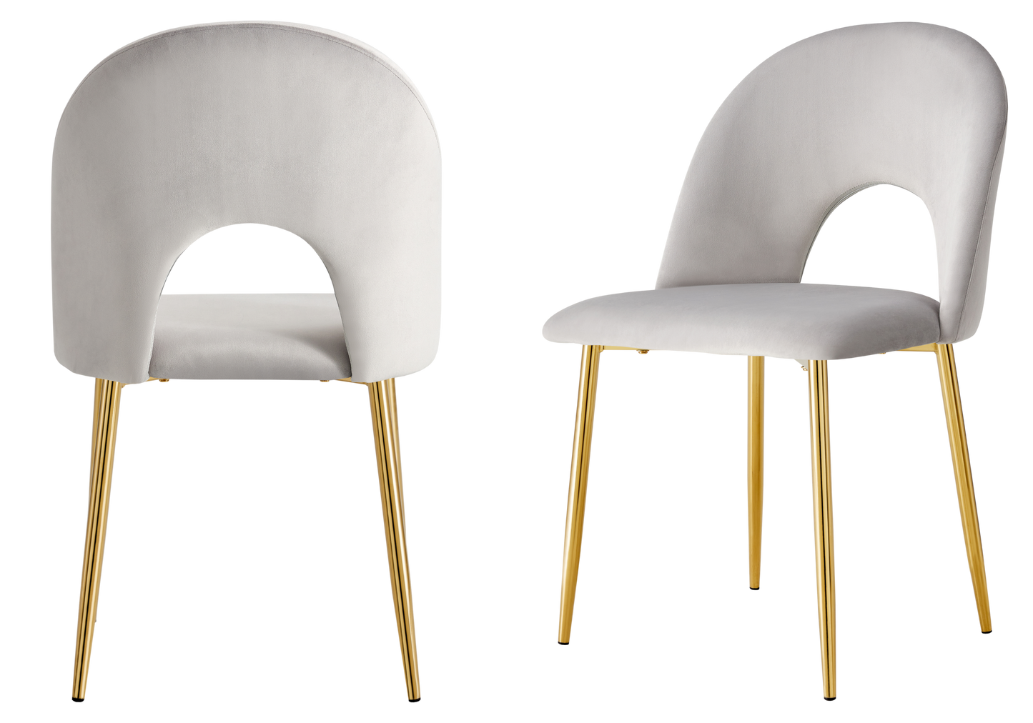 Chaise dossier ouvert en velours gris clair - Talia x4