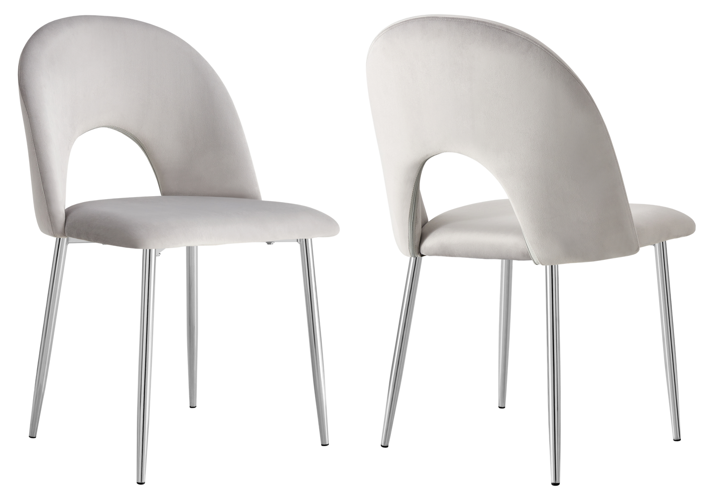 Chaise dossier ouvert en velours gris clair - Talia x4