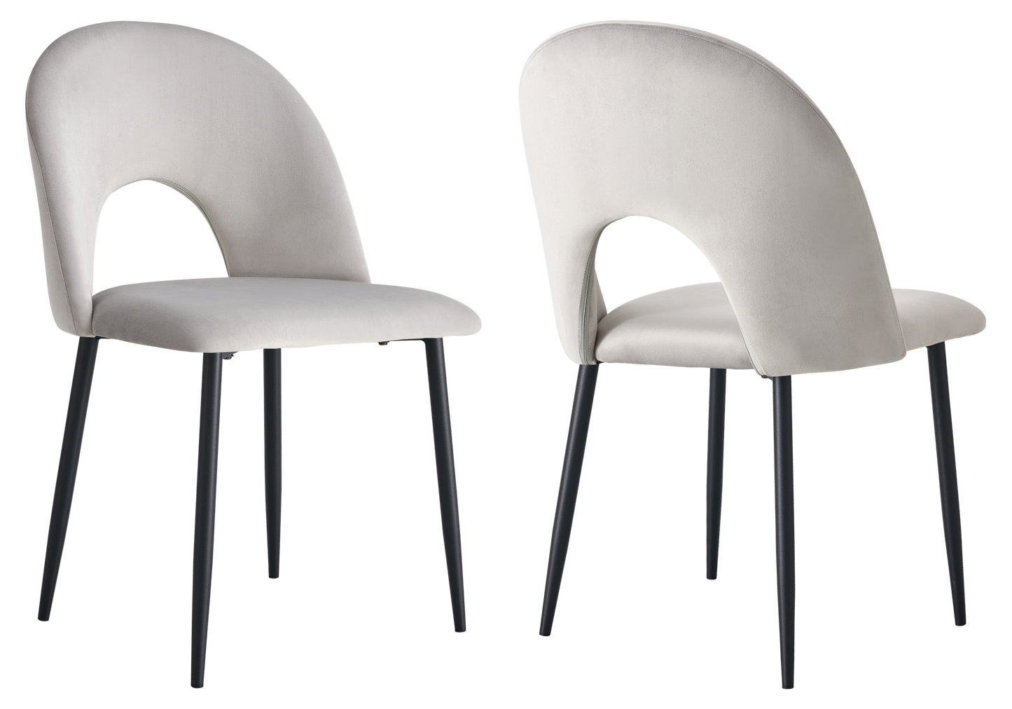Chaise dossier ouvert en velours gris clair - Talia x4