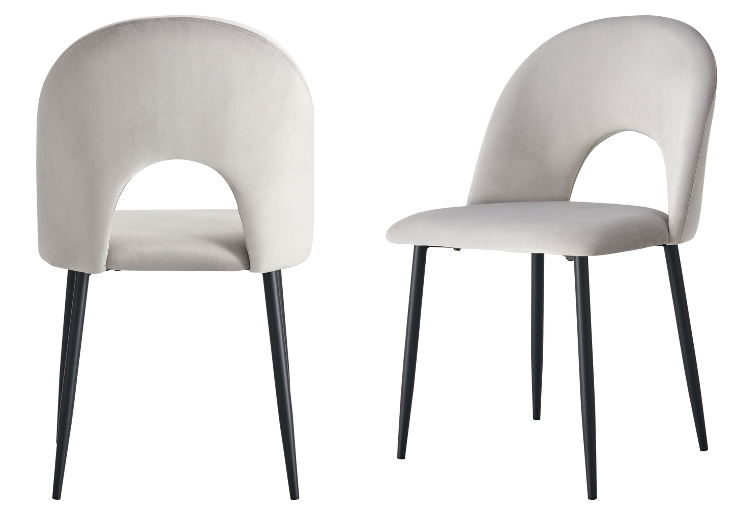 Chaise dossier ouvert en velours gris clair - Talia x4