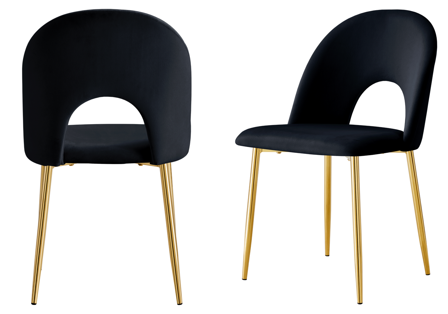 Chaise dossier ouvert en velours noir - Talia x4
