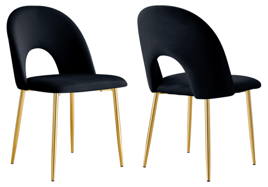 Chaise dossier ouvert en velours noir - Talia x4