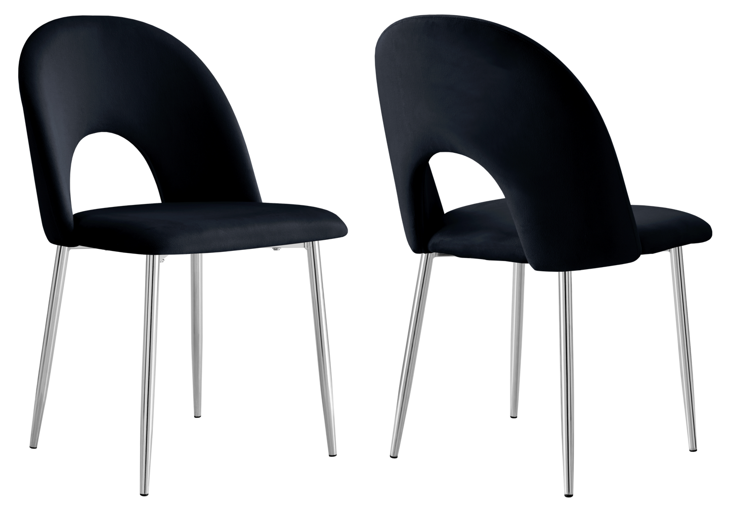 Chaise dossier ouvert en velours noir - Talia x4