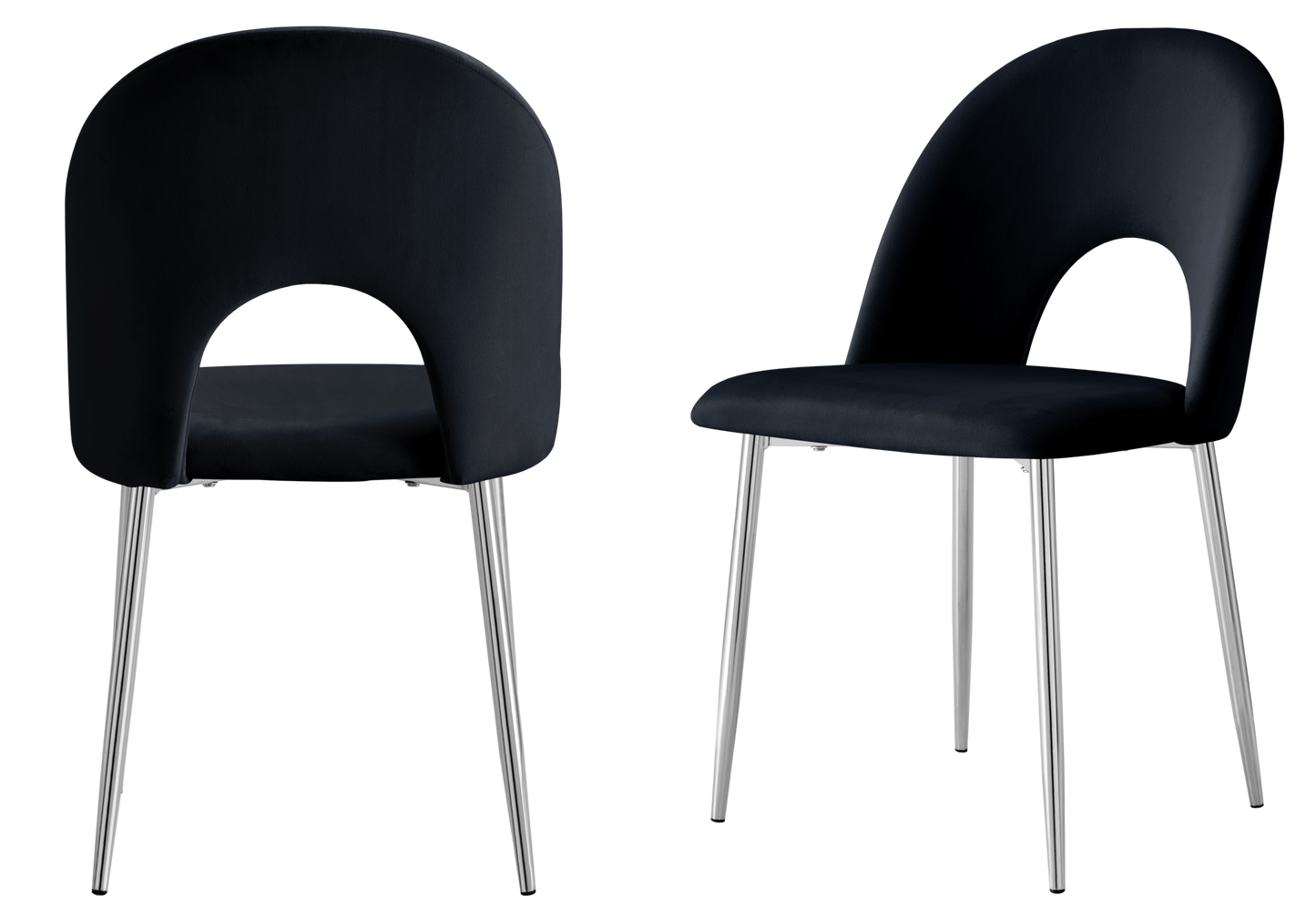Chaise dossier ouvert en velours noir - Talia x4