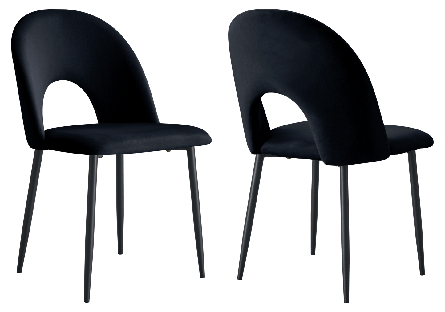 Chaise dossier ouvert en velours noir - Talia x4