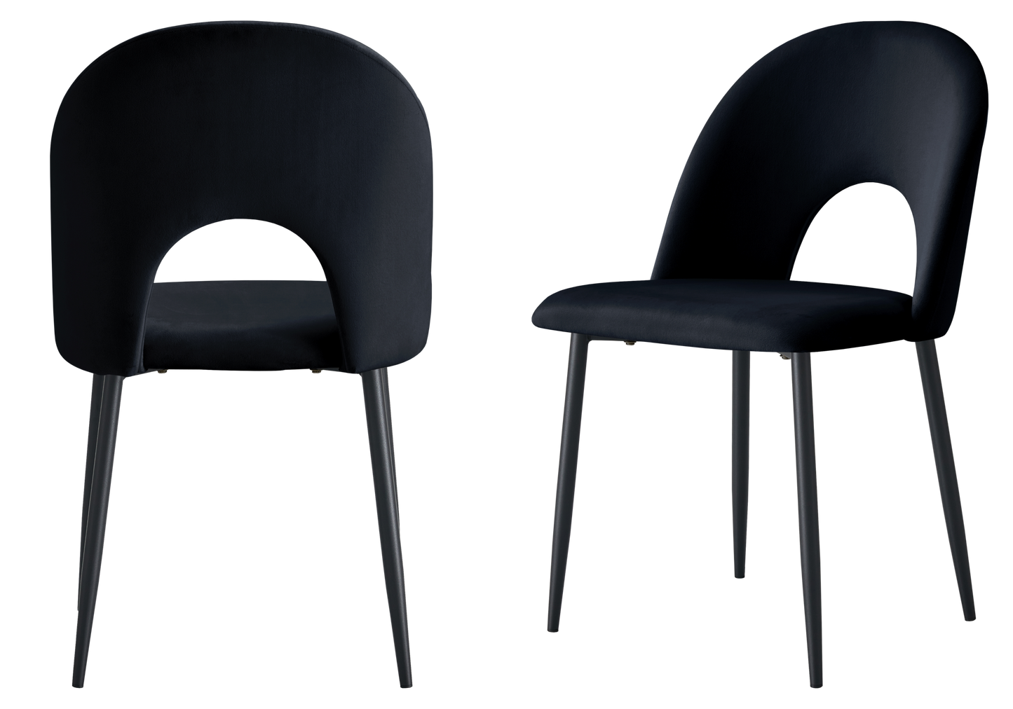 Chaise dossier ouvert en velours noir - Talia x4