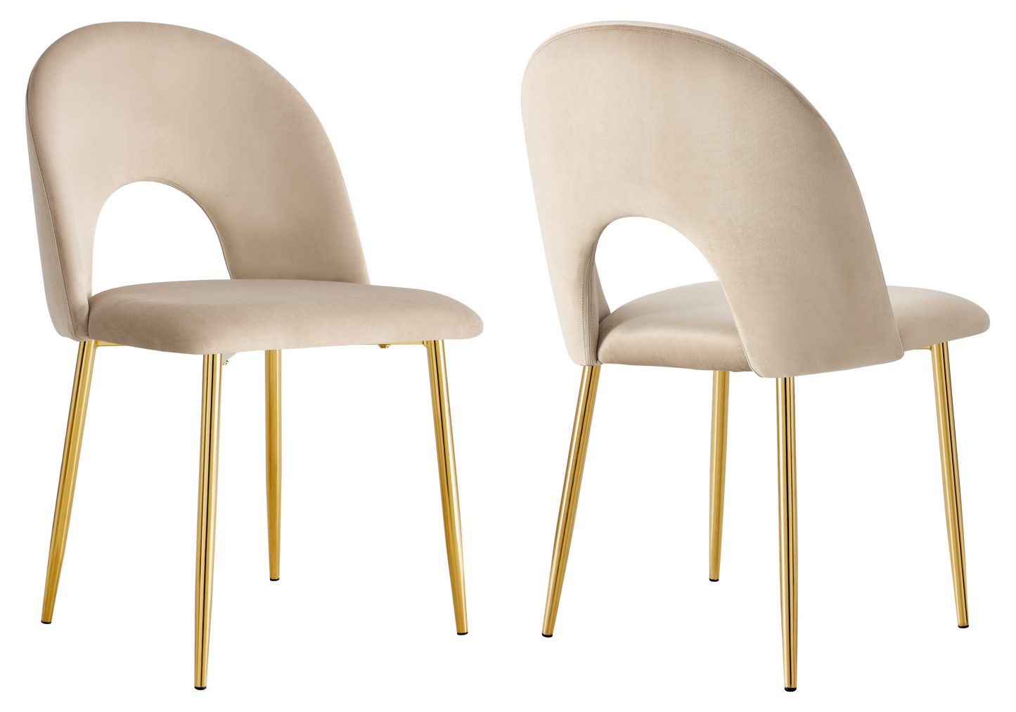 Chaise dossier ouvert en velours taupe - Talia x4