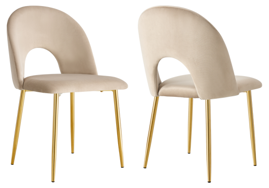 Chaise dossier ouvert en velours taupe - Talia x4