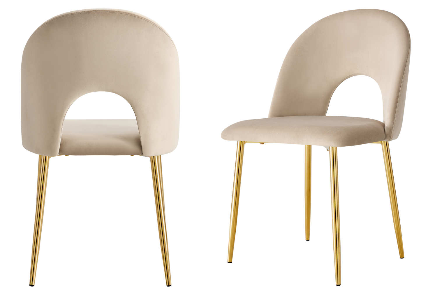 Chaise dossier ouvert en velours taupe - Talia x4