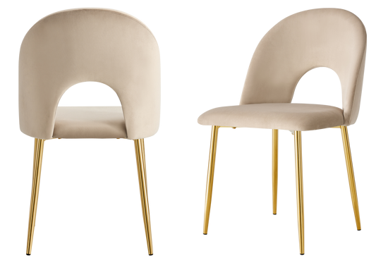 Chaise dossier ouvert en velours taupe - Talia x4
