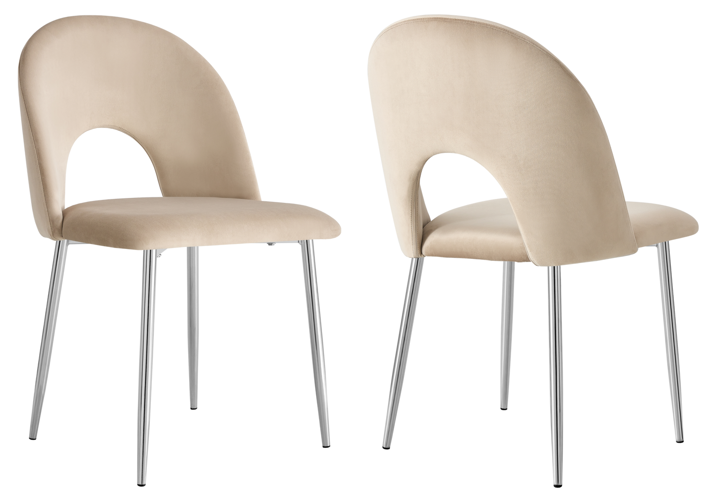 Chaise dossier ouvert en velours taupe - Talia x4