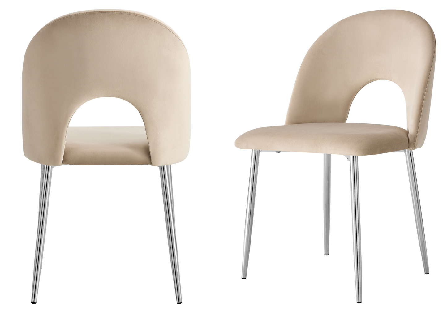 Chaise dossier ouvert en velours taupe - Talia x4