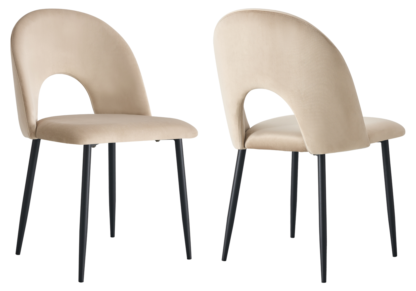 Chaise dossier ouvert en velours taupe - Talia x4