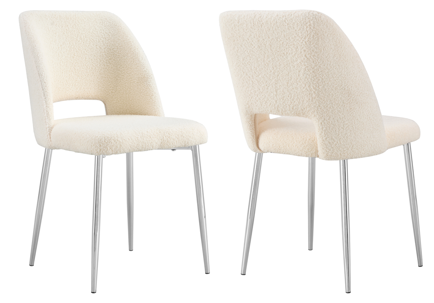 Chaise en tissu bouclé beige avec dossier ouvert - Leoni x4