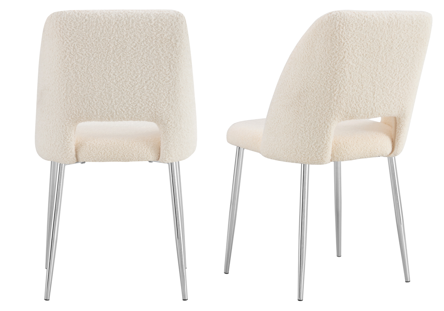 Chaise en tissu bouclé beige avec dossier ouvert - Leoni x4
