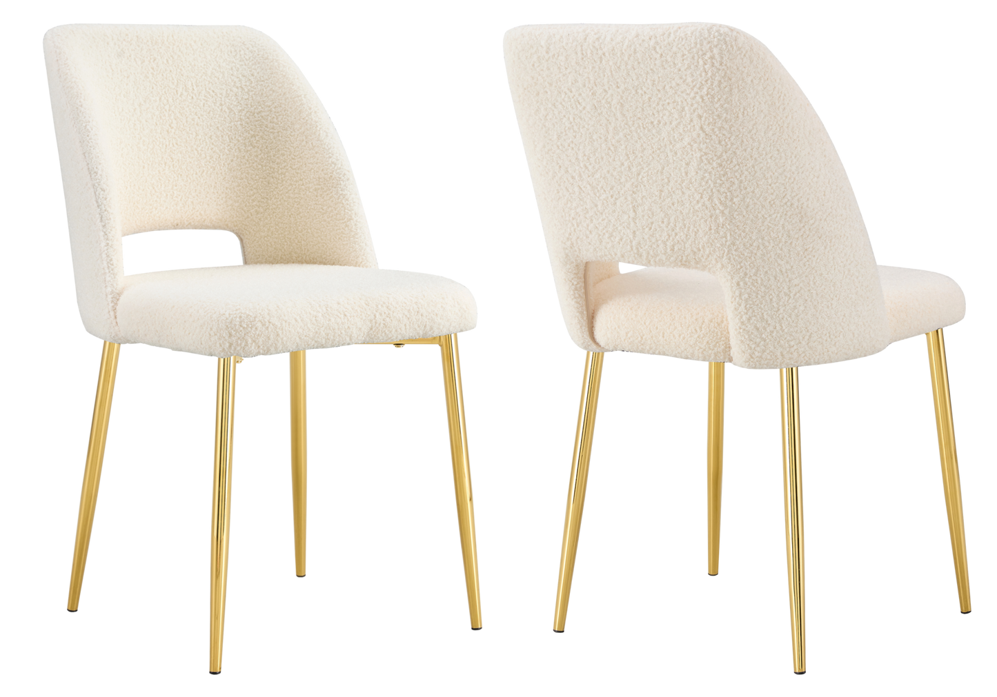 Chaise en tissu bouclé beige avec dossier ouvert - Leoni x4