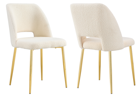 Chaise en tissu bouclé beige avec dossier ouvert - Leoni x4
