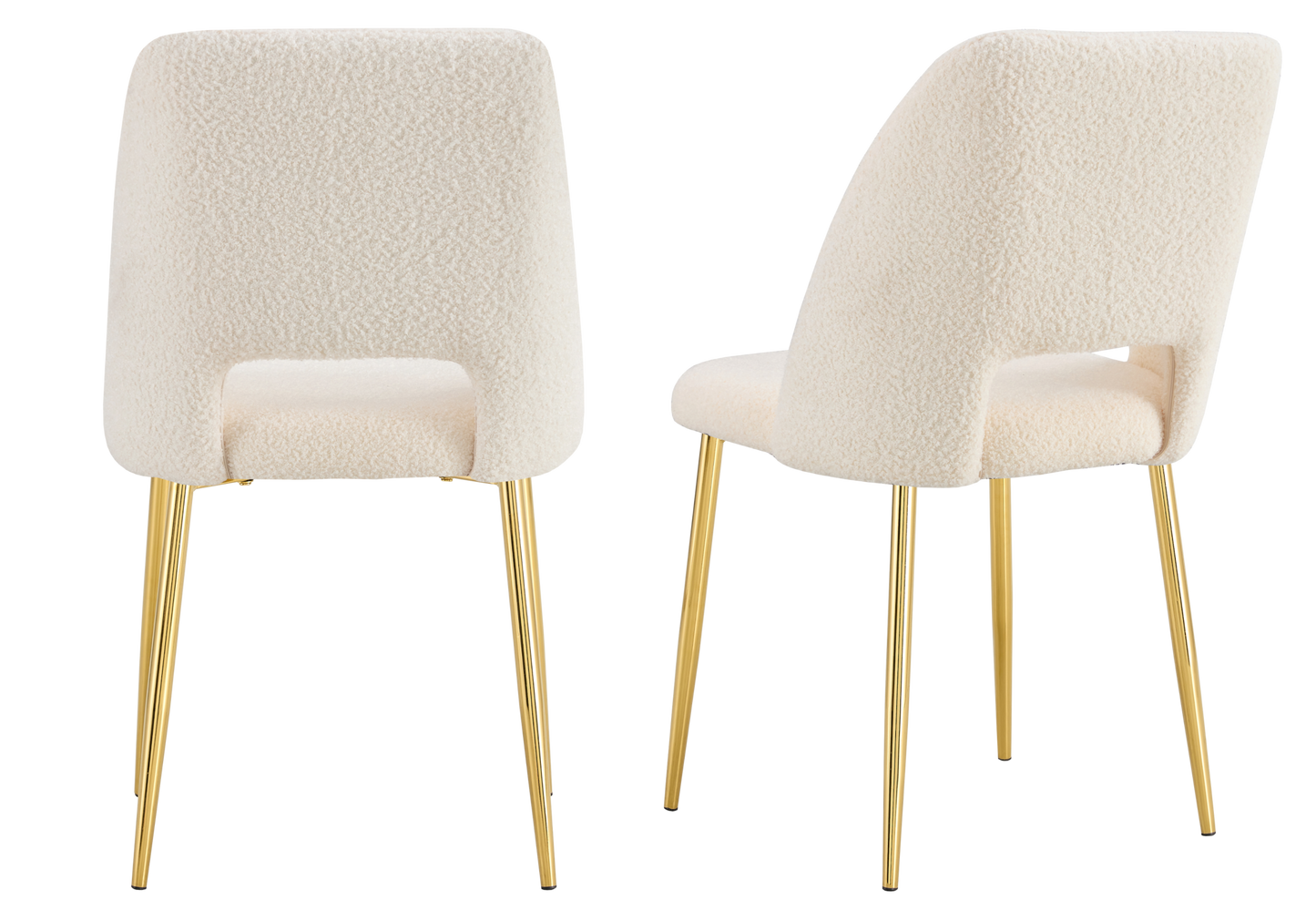 Chaise en tissu bouclé beige avec dossier ouvert - Leoni x4